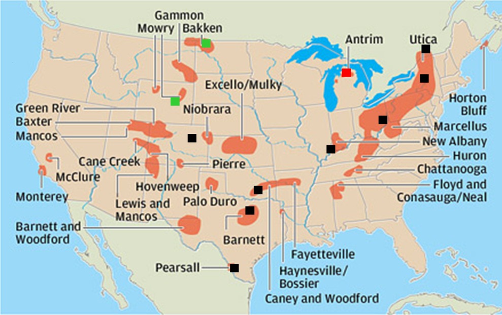 Shale reservoirs map